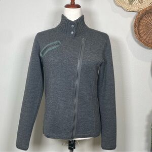 Title Nine Sweater Jacket Women’s Wool Blend Gray Purple Asymmetric Zip Small